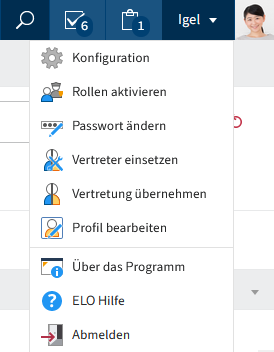 Benutzermenü [Ihr Name]