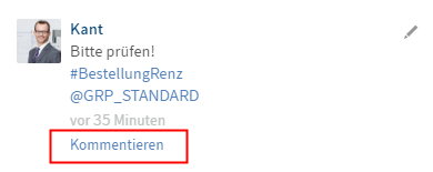 Schaltfläche 'Kommentieren'