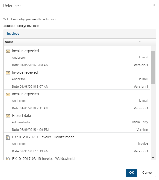 'Reference' dialog box