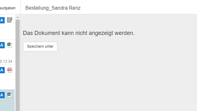 Meldung 'Anzeigebereich'
