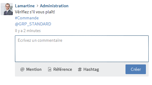 Commentaire dans le fil d'actualité