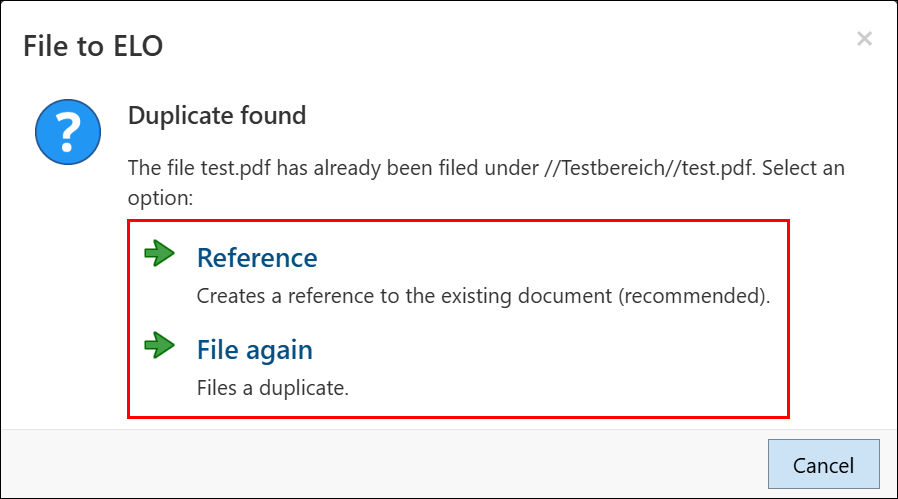 'Duplicate check' dialog box