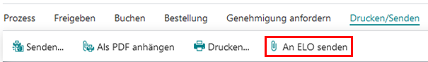 Microsoft Dynamics 365 Business Central; Funktion 'An ELO senden'