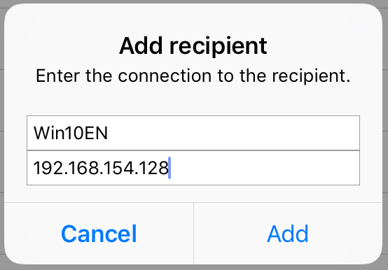 'Add recipient' dialog box