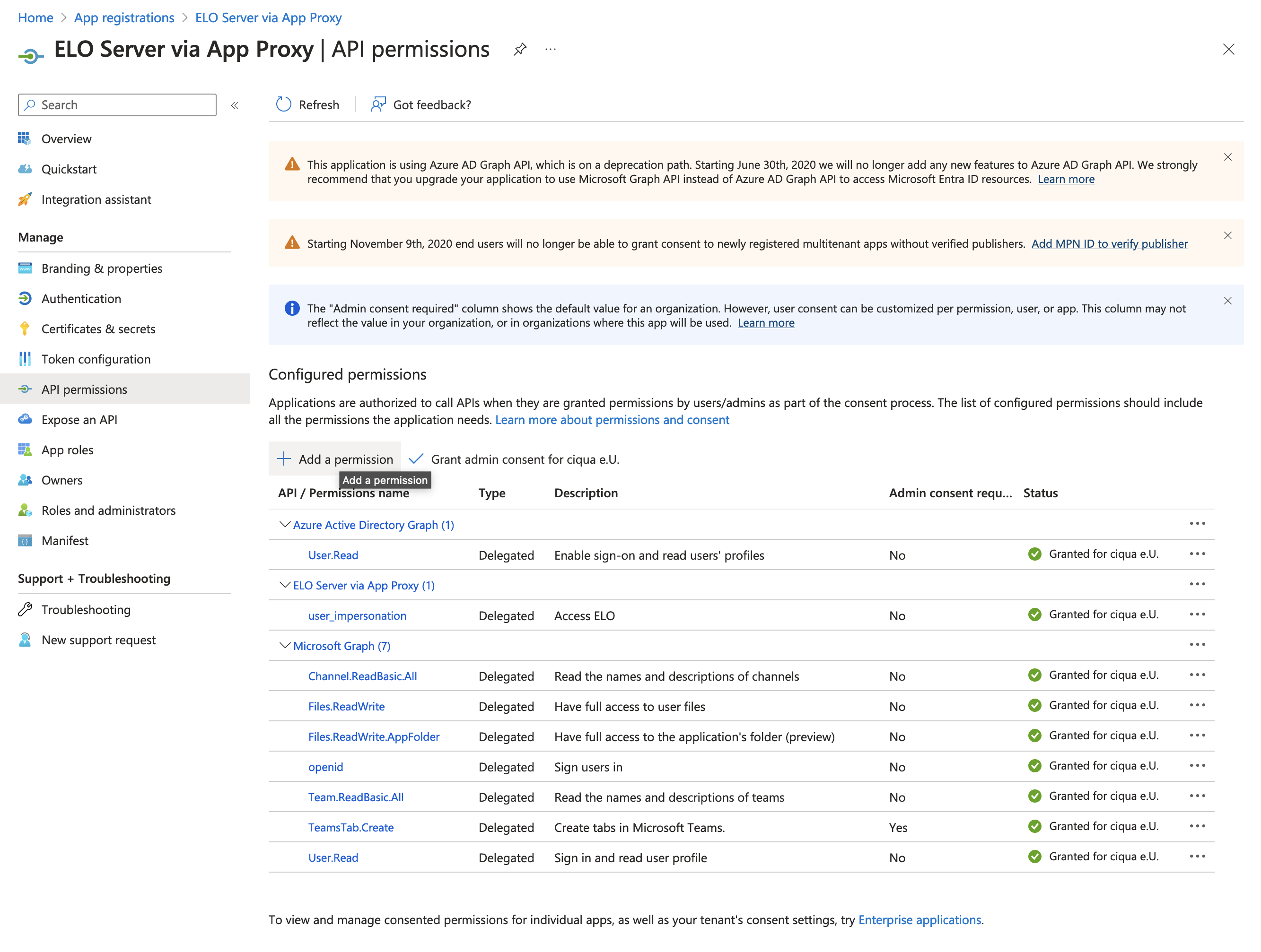 Azure API Permissions