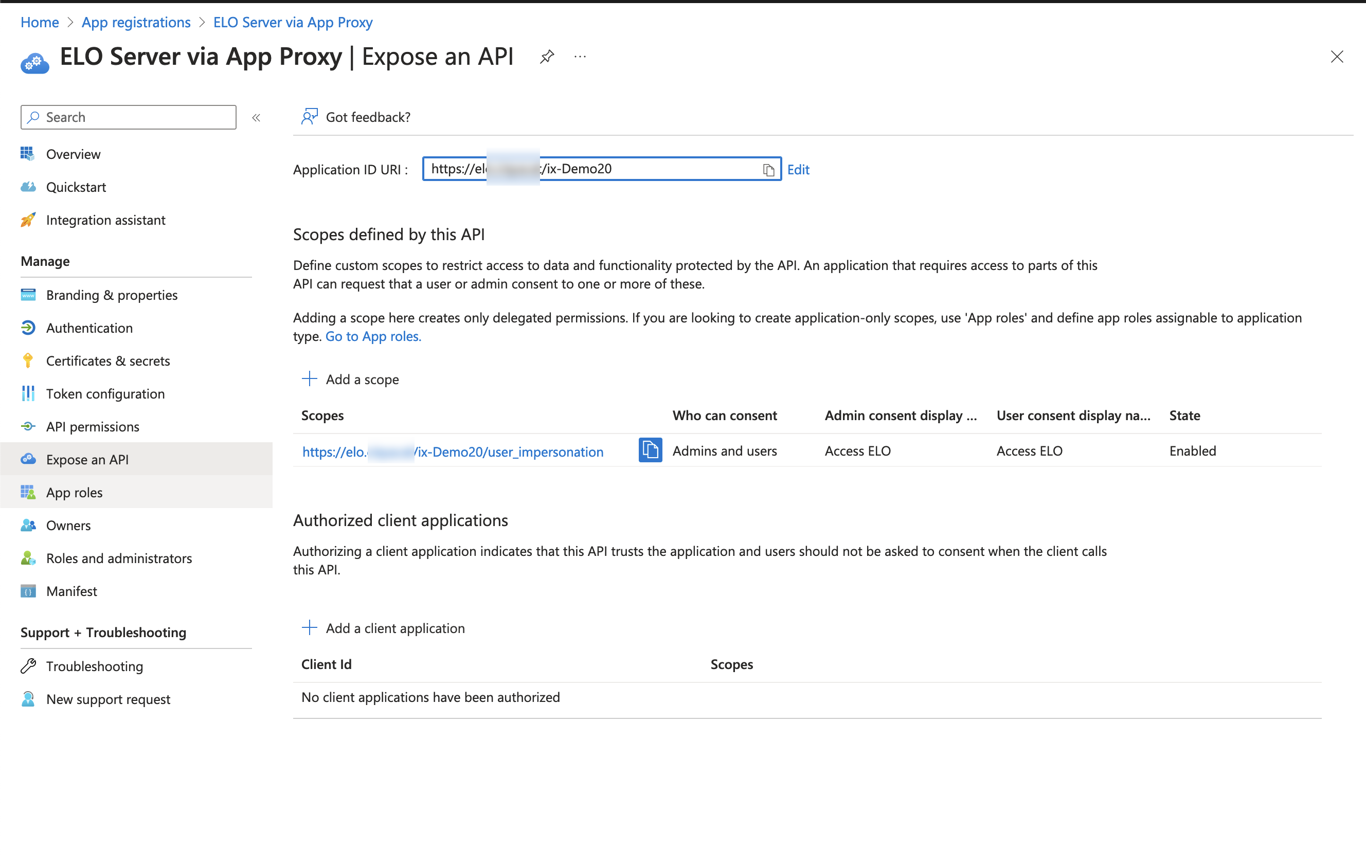 Azure Expose an API