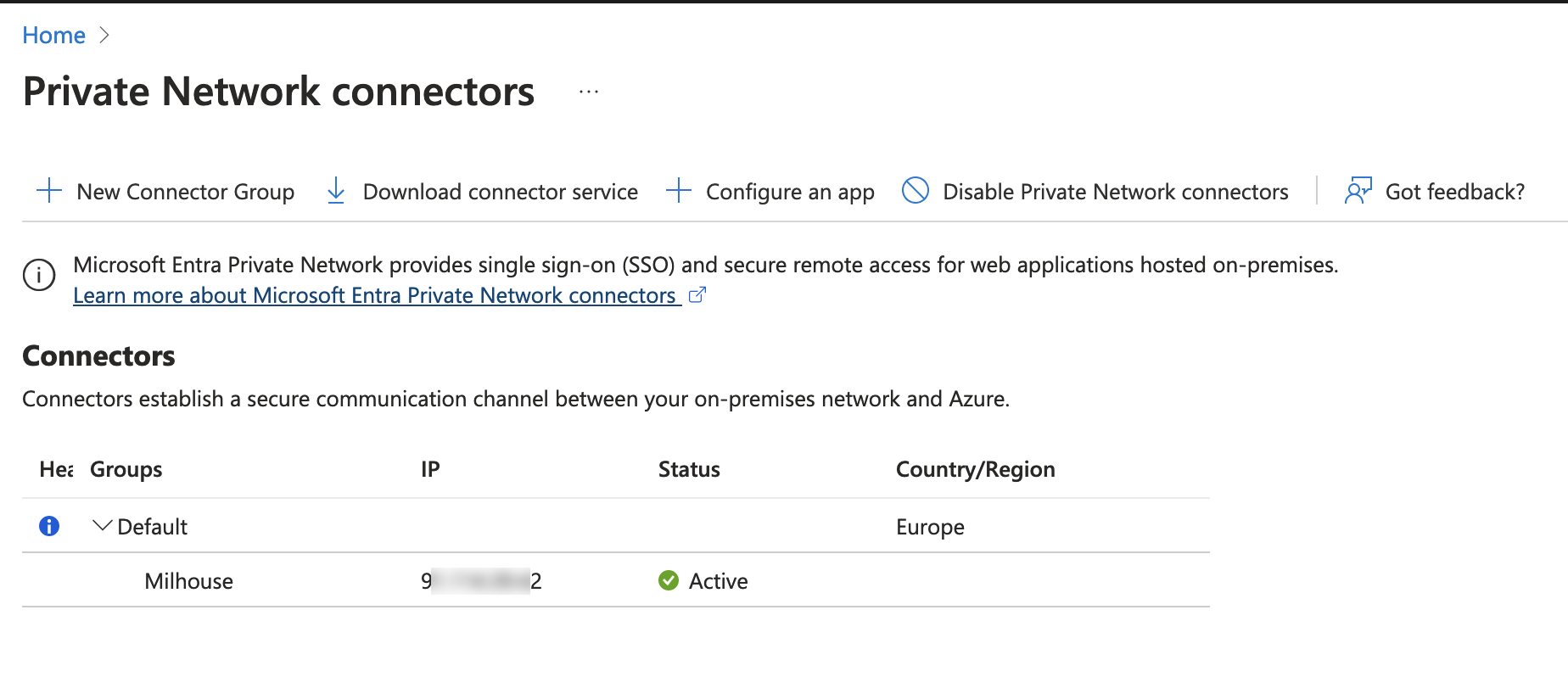 Azure Private Network connectors