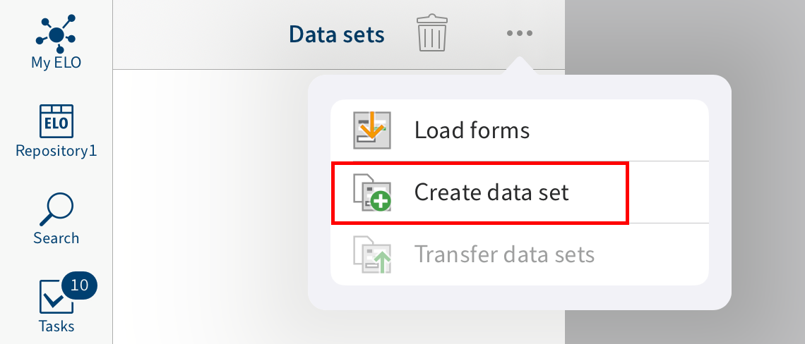 'Create data set' button