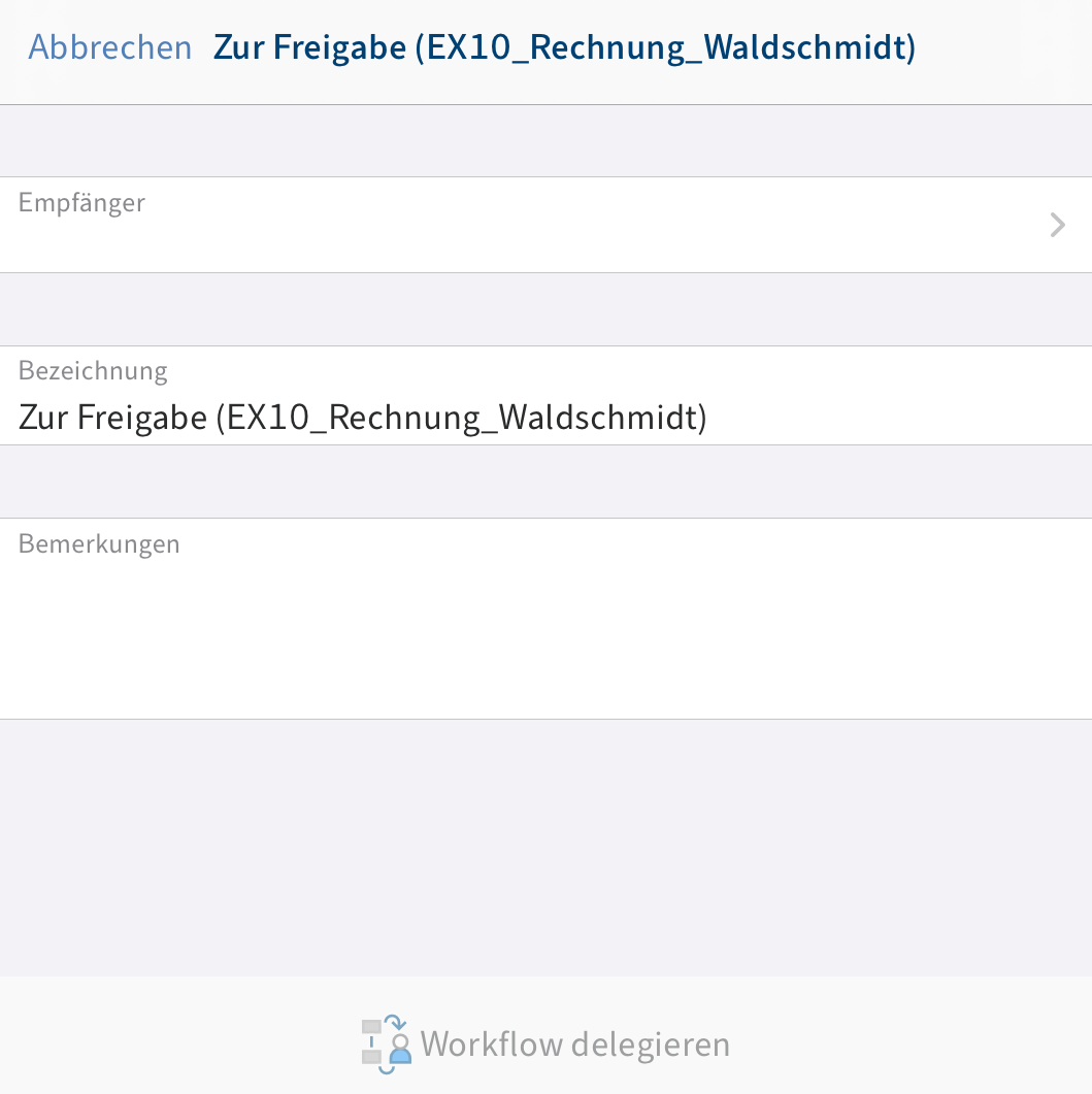 Dialog 'Workflow delegieren'