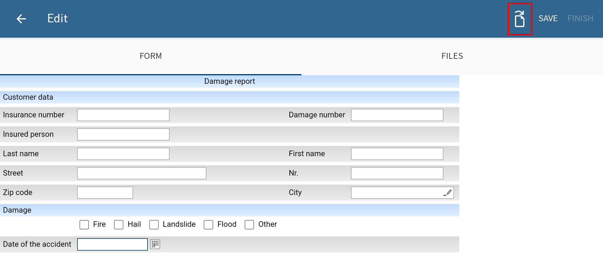 Document icon in the 'Edit' dialog box