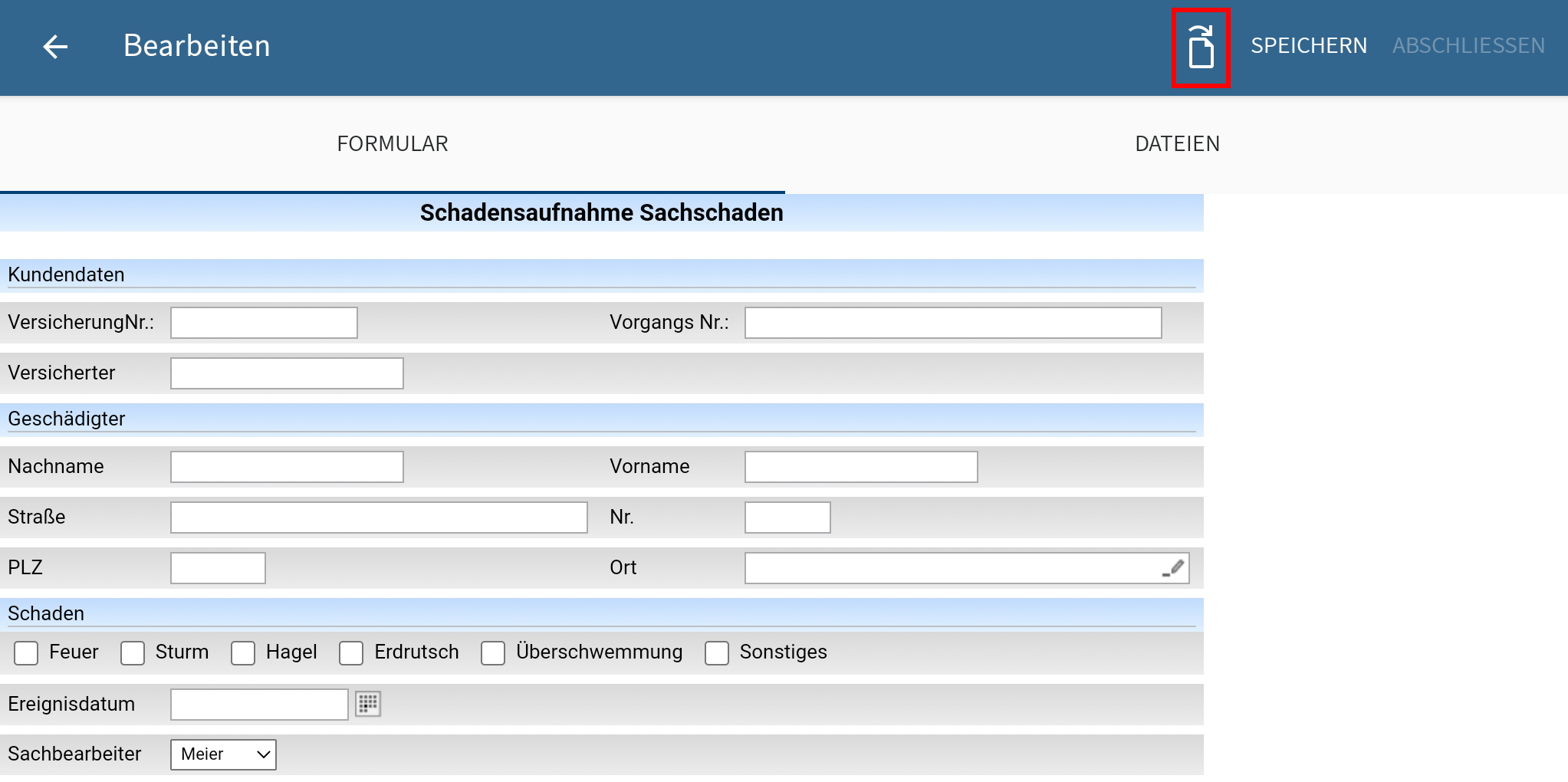 Dokumentensymbol im Dialog 'Bearbeiten'