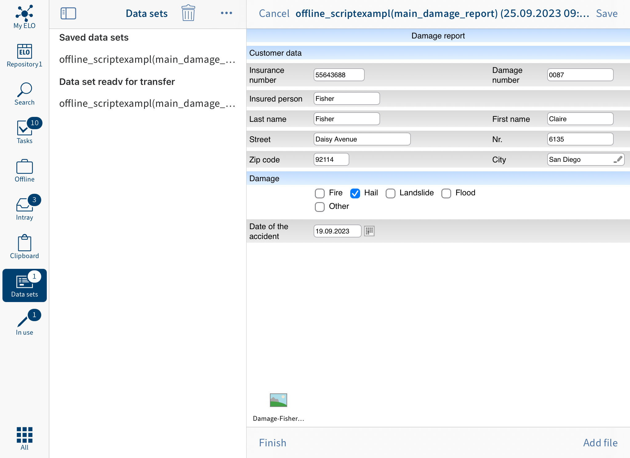 Edit saved data sets