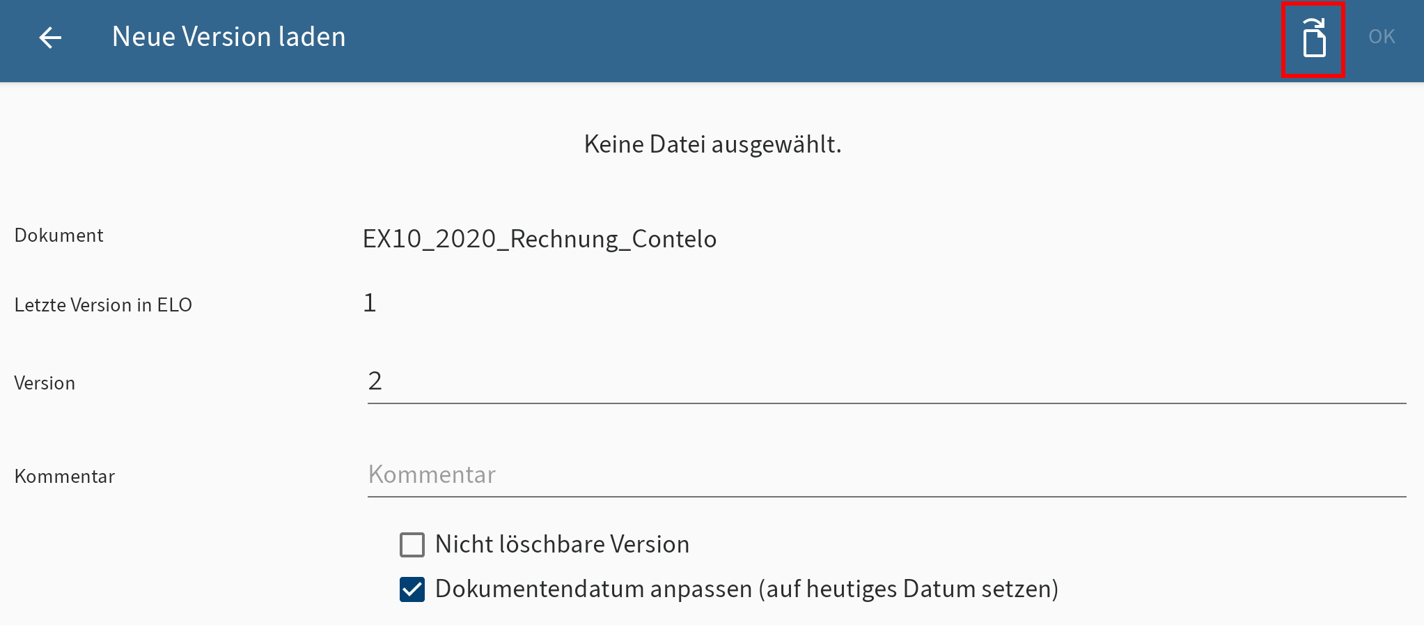 Dialog 'Neue Version laden'