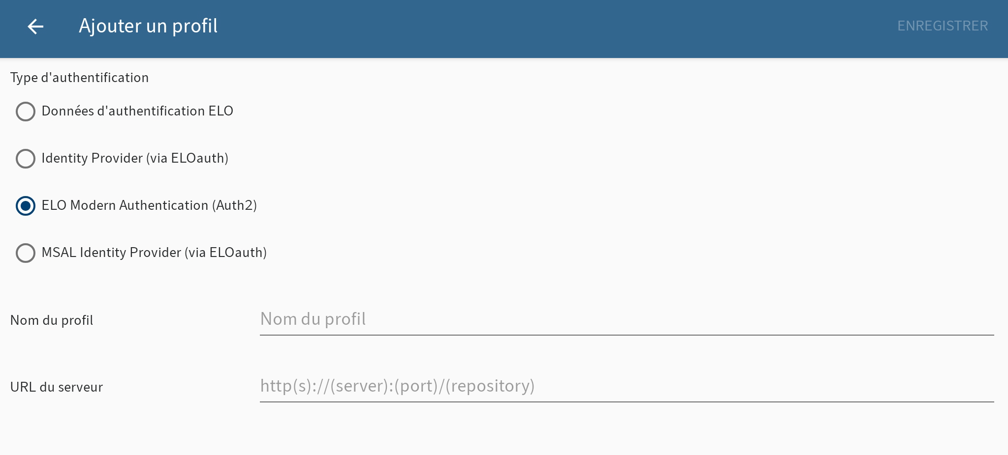Ajouter le dialogue Profil, ELO Modern Authentication (Auth 2)