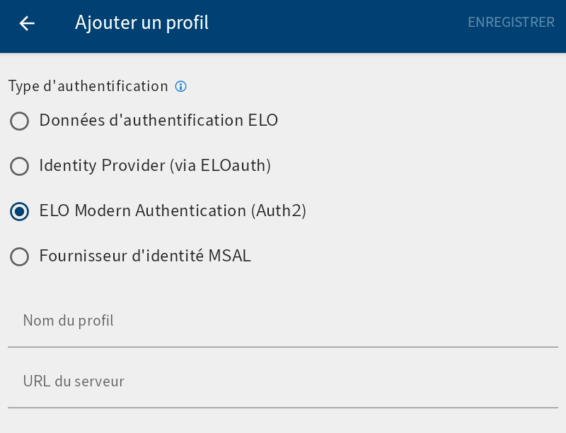 Ajouter le dialogue Profil, ELO Modern Authentication (Auth 2)