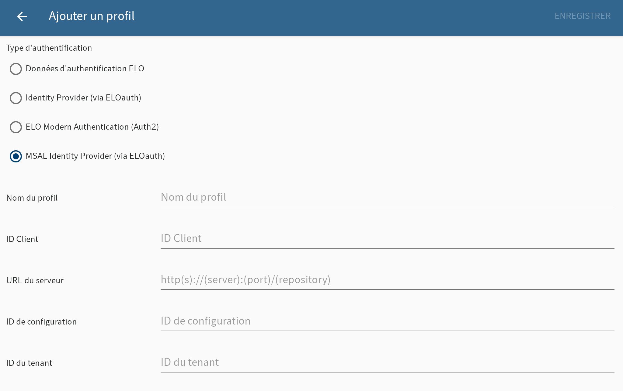 Ajouter le dialogue Profil, MSAL Identity Provider (via ELOauth)
