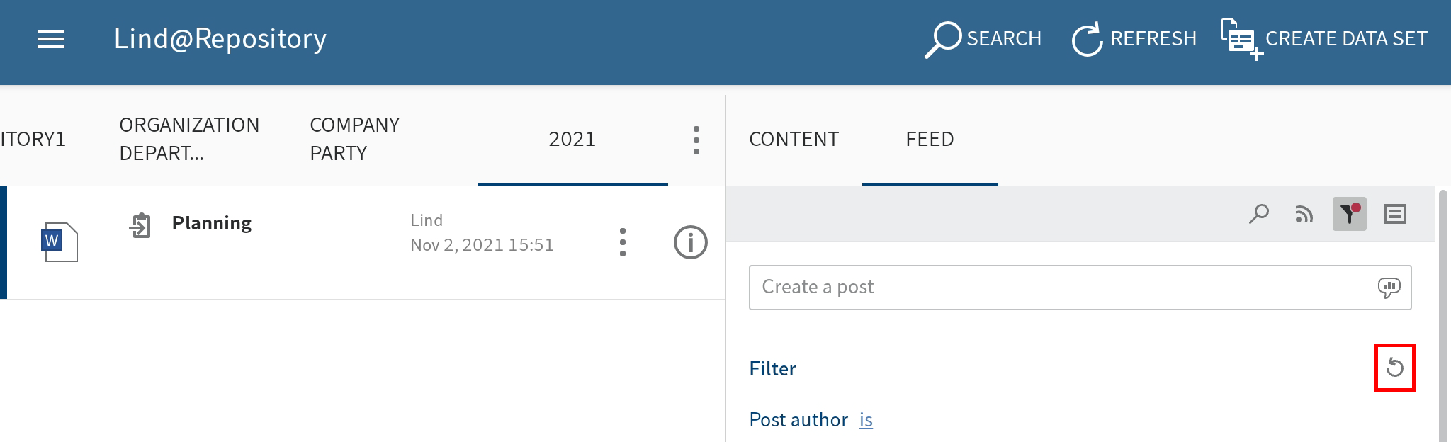 'Reset filters' button