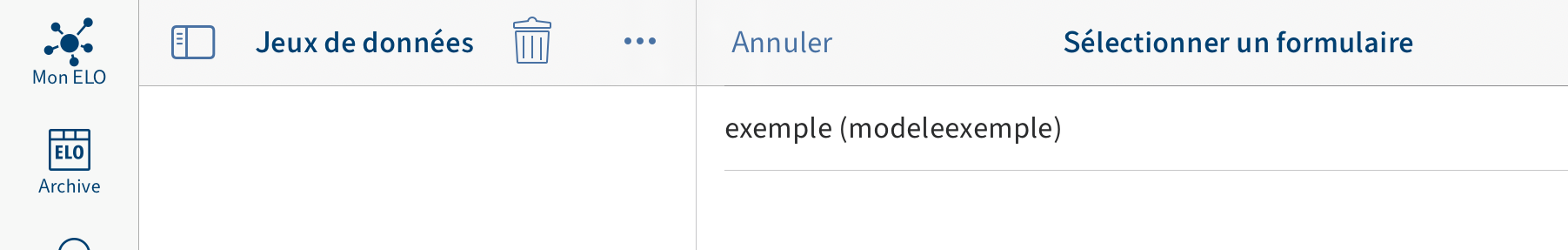 Dialogue 'Sélectionner le formulaire'