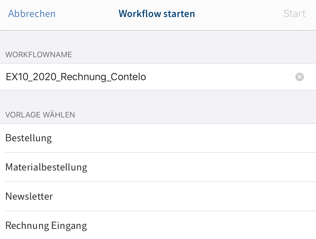 Dialog 'Workflow starten'