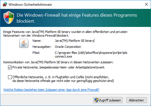 Dialog 'Windows-Sicherheitshinweis'