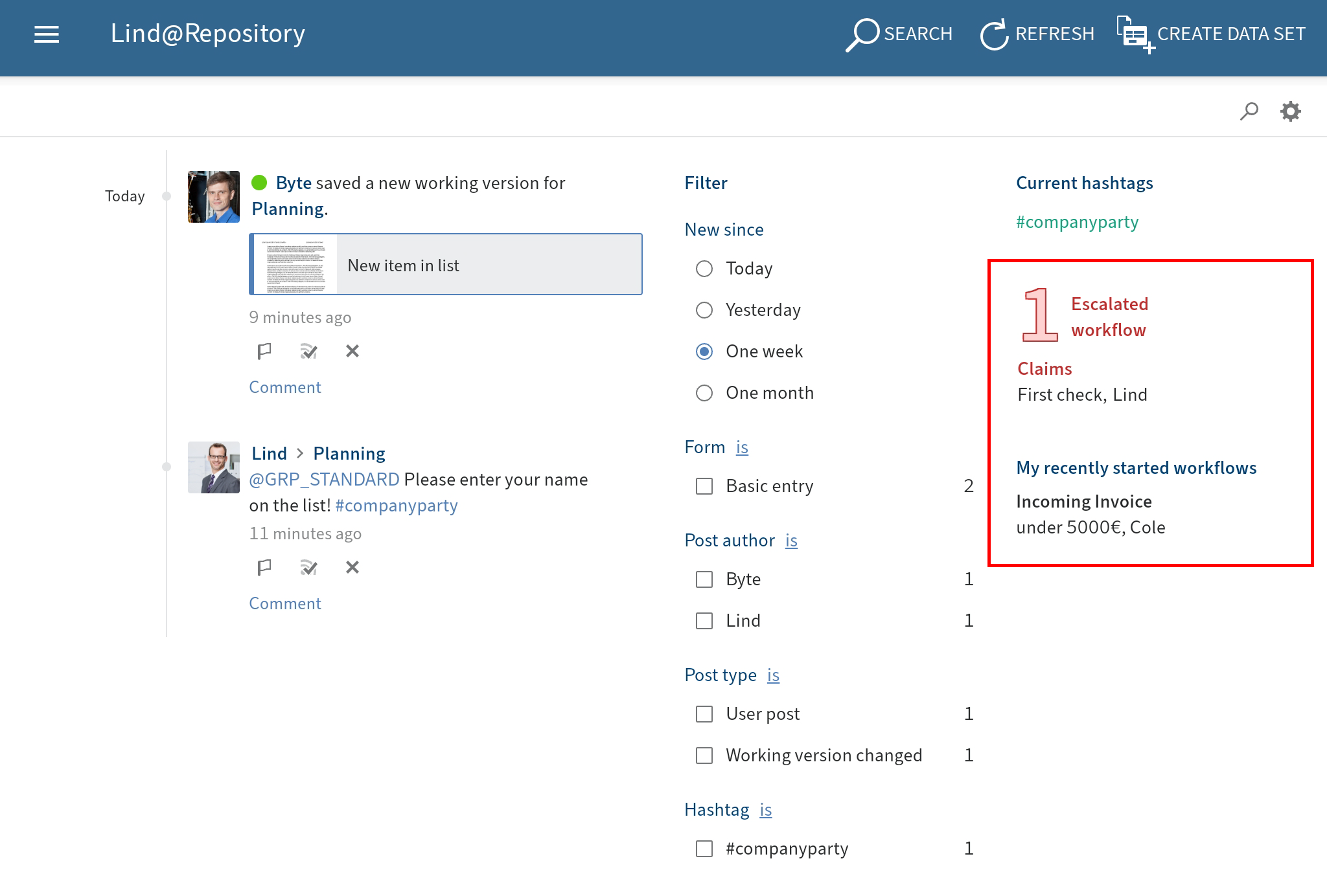 Workflows in the 'My ELO' work area